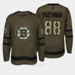 Camiseta Hockey Boston Bruins 88 David Pastrnak Verde Salute To Service