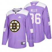 Camiseta Hockey Boston Bruins Kevan Miller 2018 Fights Cancer Violeta