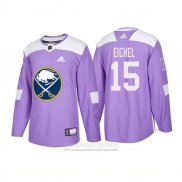 Camiseta Hockey Buffalo Sabres 15 Jack Eichel Autentico 2018 Fights Cancer Violeta