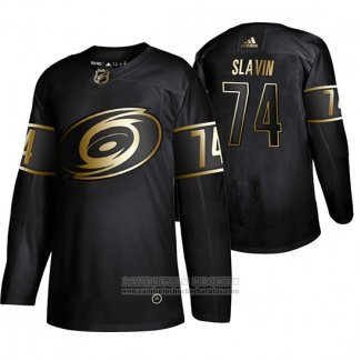 Camiseta Hockey Carolina Hurricanes Jaccob Slavin Golden Edition Negro