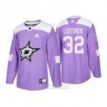 Camiseta Hockey Dallas Stars 32 Kari Lehtonen Autentico 2018 Fights Cancer Violeta