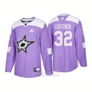 Camiseta Hockey Dallas Stars 32 Kari Lehtonen Autentico 2018 Fights Cancer Violeta