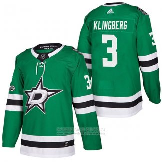 Camiseta Hockey Dallas Stars 3 John Klingberg Autentico Primera 2018 Verde