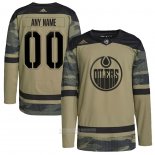 Camiseta Hockey Edmonton Oilers Personalizada Military Appreciation Team Autentico Practice Camuflaje