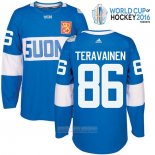 Camiseta Hockey Finlandia Teuvo Teravainen 86 Premier 2016 World Cup Azul