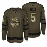 Camiseta Hockey Los Angeles Kings 5 Christian Folin Verde Militar