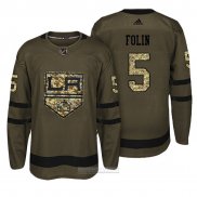 Camiseta Hockey Los Angeles Kings 5 Christian Folin Verde Militar