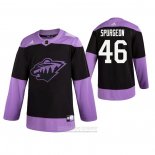 Camiseta Hockey Minnesota Wild Jared Spurgeon 2019 Fights Cancer Negro