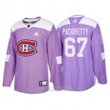 Camiseta Hockey Montreal Canadiens 67 Max Pacioretty Autentico 2018 Fights Cancer Violeta