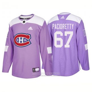 Camiseta Hockey Montreal Canadiens 67 Max Pacioretty Autentico 2018 Fights Cancer Violeta