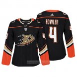 Camiseta Hockey Mujer Anaheim Ducks 4 Cam Fowler Autentico Jugador Negro