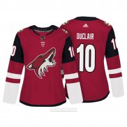 Camiseta Hockey Mujer Arizona Coyotes 10 Anthony Duclair Autentico Jugador Rojo