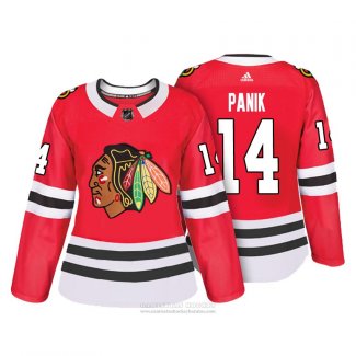 Camiseta Hockey Mujer Chicago Blackhawks 14 Richard Panik Autentico Jugador Rojo