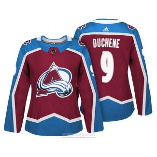 Camiseta Hockey Mujer Colorado Avalanche 9 Matt Duchene Autentico Jugador Maroon