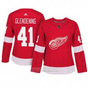 Camiseta Hockey Mujer Detroit Red Wings 41 Luke Glendening Adizero Jugador Primera Rojo