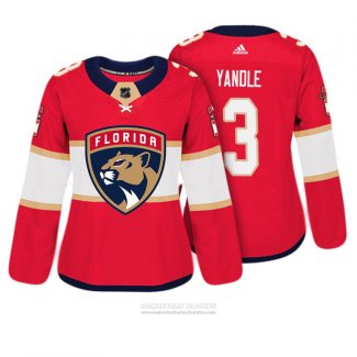 Camiseta Hockey Mujer Florida Panthers 3 Keith Yandle Autentico Jugador Rojo