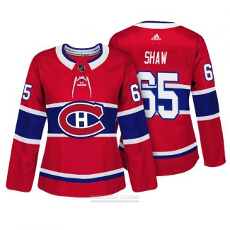 Camiseta Hockey Mujer Montreal Canadiens 65 Andrew Shaw Autentico Jugador Rojo