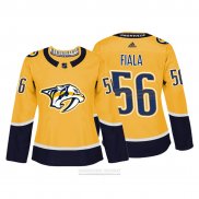 Camiseta Hockey Mujer Nashville Predators 56 Kevin Fiala Autentico Jugador Amarillo