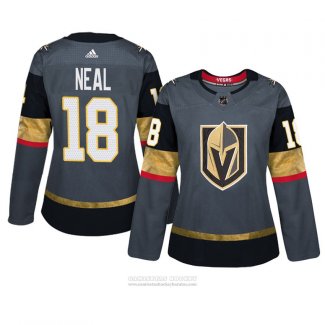 Camiseta Hockey Mujer Vegas Golden Knights 18 James Neal Primera Adizero Gris