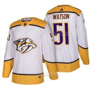 Camiseta Hockey Nashville Predators 51 Austin Watson Autentico Segunda 2018 Blanco