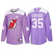 Camiseta Hockey New Jersey Devils Cory Schneider 2018 Fights Cancer Violeta