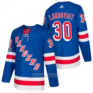 Camiseta Hockey New York Rangers 30 Henrik Lundqvist Autentico Primera 2018 Azul