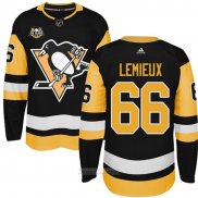 Camiseta Hockey Nino Pittsburgh Penguins 66 Mario Lemieux Negro 50 Aniversario Primera Premier