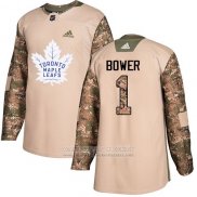 Camiseta Hockey Nino Toronto Maple Leafs 1 Johnny Bower Camuflaje Autentico 2017 Dia De Los Veteranos Stitched