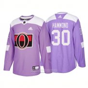 Camiseta Hockey Ottawa Senators 30 Andrew Hammond Autentico 2018 Fights Cancer Violeta