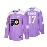 Camiseta Hockey Philadelphia Flyers 17 Wayne Simmonds Autentico 2018 Fights Cancer Violeta