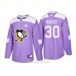 Camiseta Hockey Pittsburgh Penguins 30 Matt Murray Autentico 2018 Fights Cancer Violeta