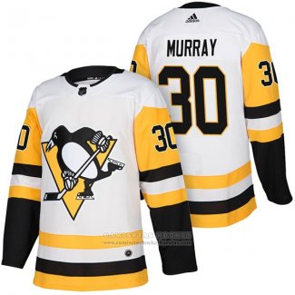 Camiseta Hockey Pittsburgh Penguins 30 Matt Murray Autentico Segunda 2018 Blanco