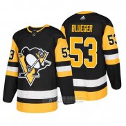 Camiseta Hockey Pittsburgh Penguins Teddy Blueger Primera Autentico Jugador Negro