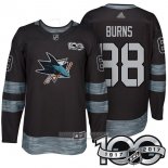 Camiseta Hockey San Jose Sharks 88 Brent Burns 2017 100 Aniversario Negro