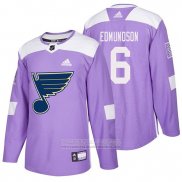 Camiseta Hockey St Louis Blues Joel Edmundson 2018 Fights Cancer Violeta