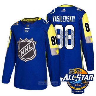 Camiseta Hockey Tampa Bay Lightning 88 Andrei Vasilevskiy Azul 2018 All Star Autentico