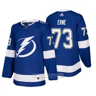 Camiseta Hockey Tampa Bay Lightning Adam Erne Primera Autentico Jugador Azul