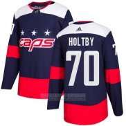 Camiseta Hockey Washington Capitals 70 Braden Holtby Azul Autentico 2018 Stadium Series Stitched