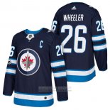 Camiseta Hockey Winnipeg Jets 26 Blake Wheeler Autentico Primera 2018 Azul