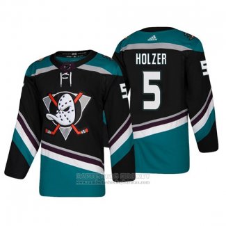 Camiseta Hockey Anaheim Ducks Korbinian Holzer Alterno 25 Aniversario Autentico Negro