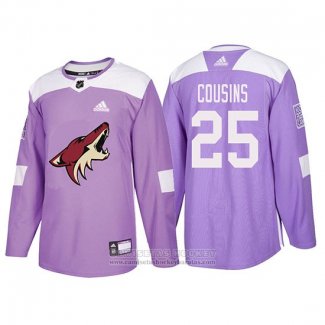 Camiseta Hockey Arizona Coyotes Nick Cousins 2018 Fights Cancer Violeta