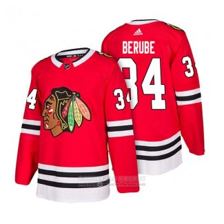 Camiseta Hockey Chicago Blackhawks 34 J.f. Berube Primera Autentico 2018 Rojo