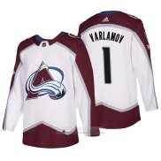 Camiseta Hockey Colorado Avalanche 1 Semyon Varlamov 2018 Blanco