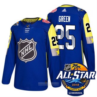 Camiseta Hockey Detroit Red Wings 25 Mike Verde Azul 2018 All Star Autentico