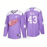 Camiseta Hockey Detroit Red Wings 43 Darren Helm Autentico 2018 Fights Cancer Violeta