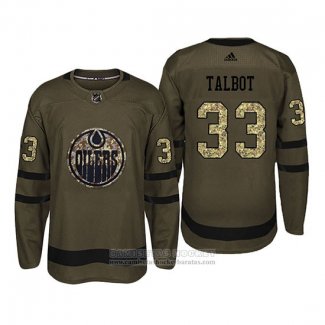 Camiseta Hockey Edmonton Oilers 33 Cam Talbot Camuflaje Salute To Service