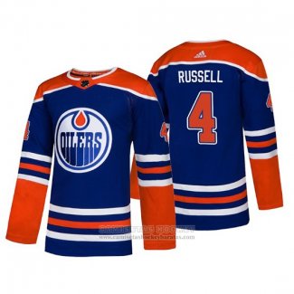 Camiseta Hockey Edmonton Oilers Kris Russell Alterno Autentico Azul