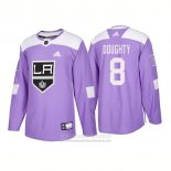 Camiseta Hockey Los Angeles Kings 8 Drew Doughty Autentico 2018 Fights Cancer Violeta