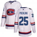 Camiseta Hockey Montreal Canadiens 25 Ryan Poehling Autentico 2017 100 Classic Blanco