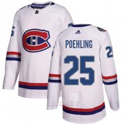 Camiseta Hockey Montreal Canadiens 25 Ryan Poehling Autentico 2017 100 Classic Blanco